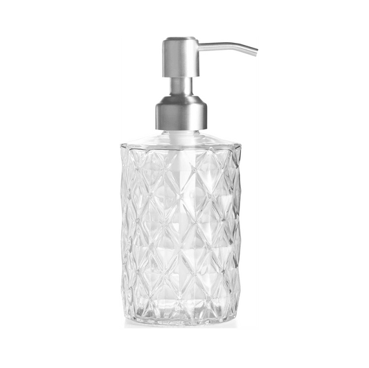 Fossa Liquid Soap Dispenser Shampoo Lotion Bottle with Chrome Finish Pump Holder, Ideal for Bathroom Countertop, Kitchen, Laundry Room (White) GSD-001-0