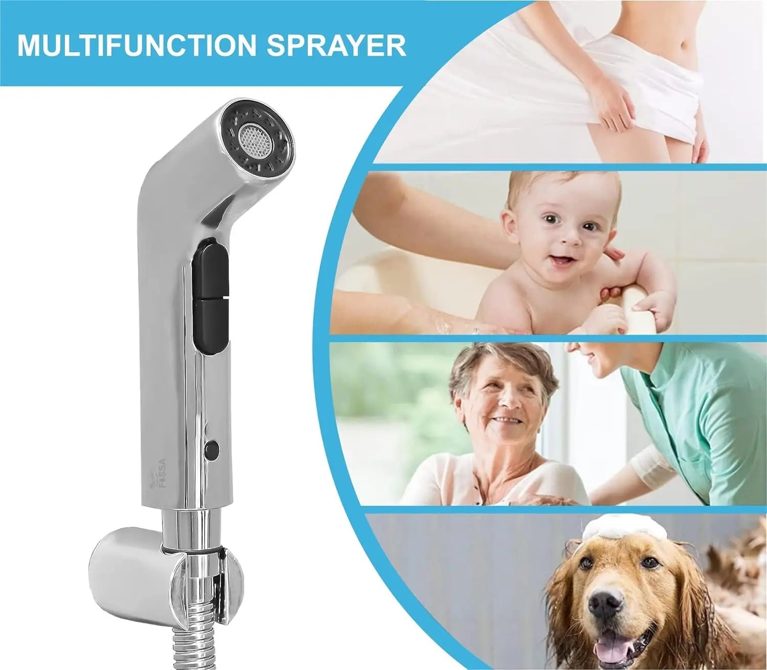 Fossa Hydra Health Faucet Bathroom Hand Spray for Toilet Leak Proof Toilet Sprayer Portable Hand Faucets with 1 Mtr Hose Pipe and Hook (Complete Set)-3