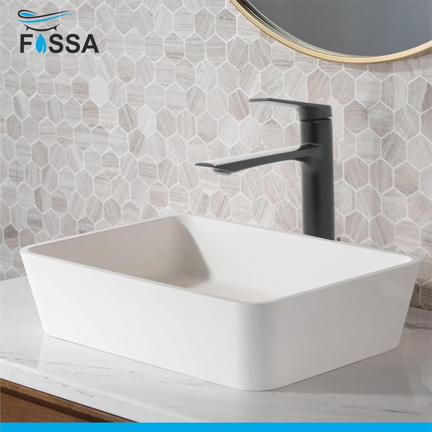Fossa Opera Extended Body Brass Bathroom Sink Wash Basin Mixer Tap Single Handle Hot & Cold Lavatory Sink Faucet for Living Room & Bathrooms (Black)-1