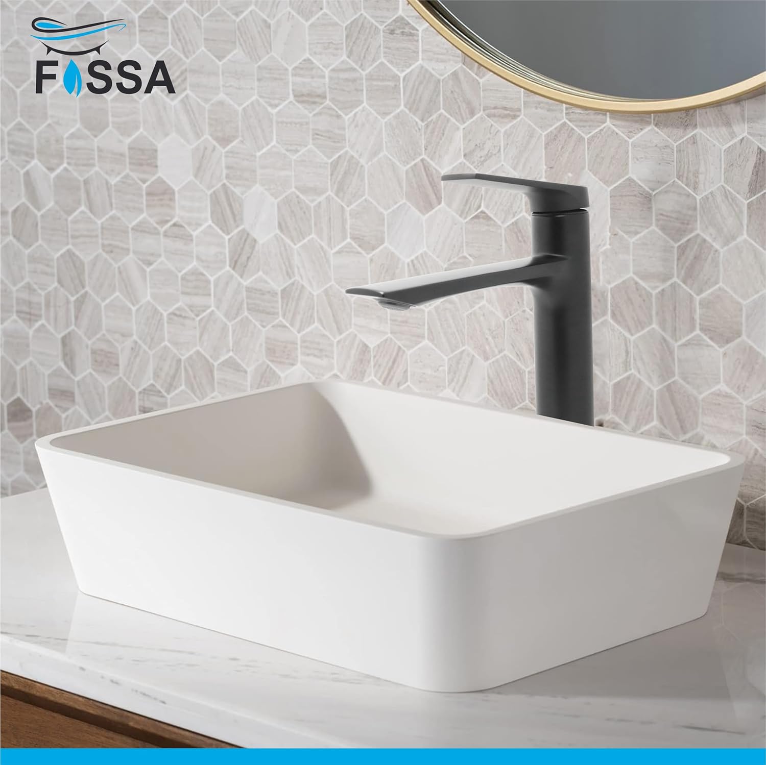 Fossa Opera Extended Body Brass Bathroom Sink Wash Basin Mixer Tap Single Handle Hot & Cold Lavatory Sink Faucet for Living Room & Bathrooms (Black)-1