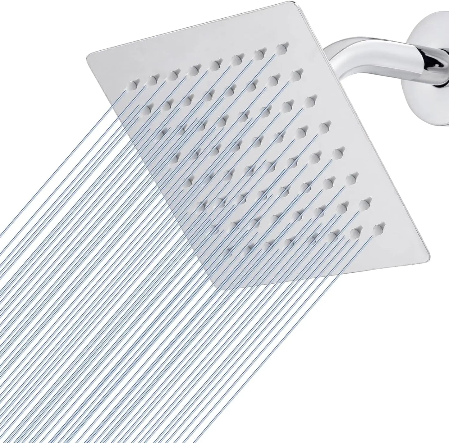 Fossa 6"X6" Inch Rain Shower - Square High Pressure Shower Head Made of 304 Stainless Steel Chrome Finish (With Arm Set 12" Inch)-0