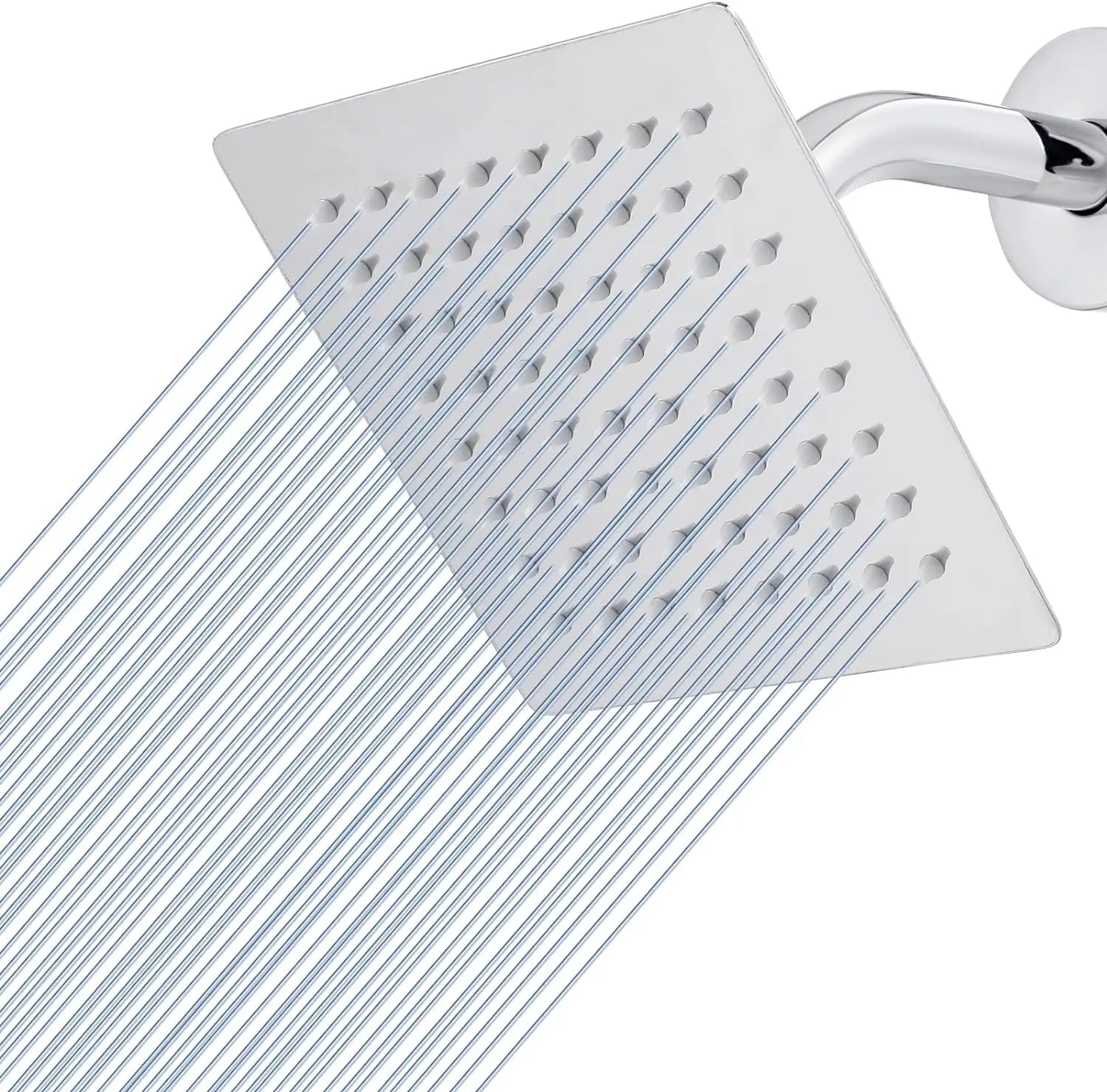 Fossa 6"X6" Inch Rain Shower - Square High Pressure Shower Head Made of 304 Stainless Steel Chrome Finish (With Arm Set 12" Inch)-0