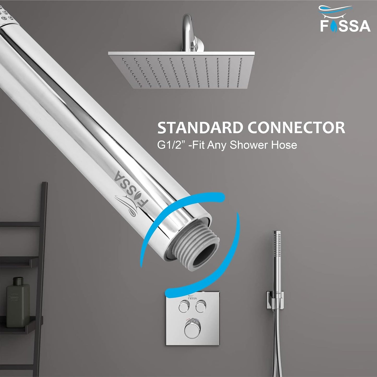 Fossa Peak Handheld Shower Head with Holder and 1.5 Mtr Shower Hose Hand Held Showerhead High Pressure Water Saving Hand Shower Head ABS, 2 Water Outlet Mode (Only Shower)-4