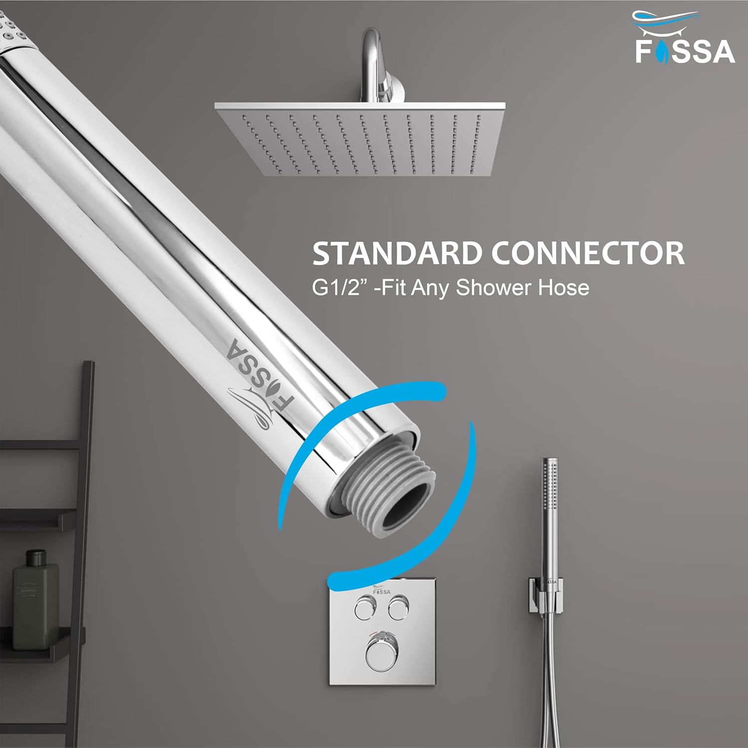 Fossa Peak Handheld Shower Head with Holder and 1.5 Mtr Shower Hose Hand Held Showerhead High Pressure Water Saving Hand Shower Head ABS, 2 Water Outlet Mode (Only Shower)-4