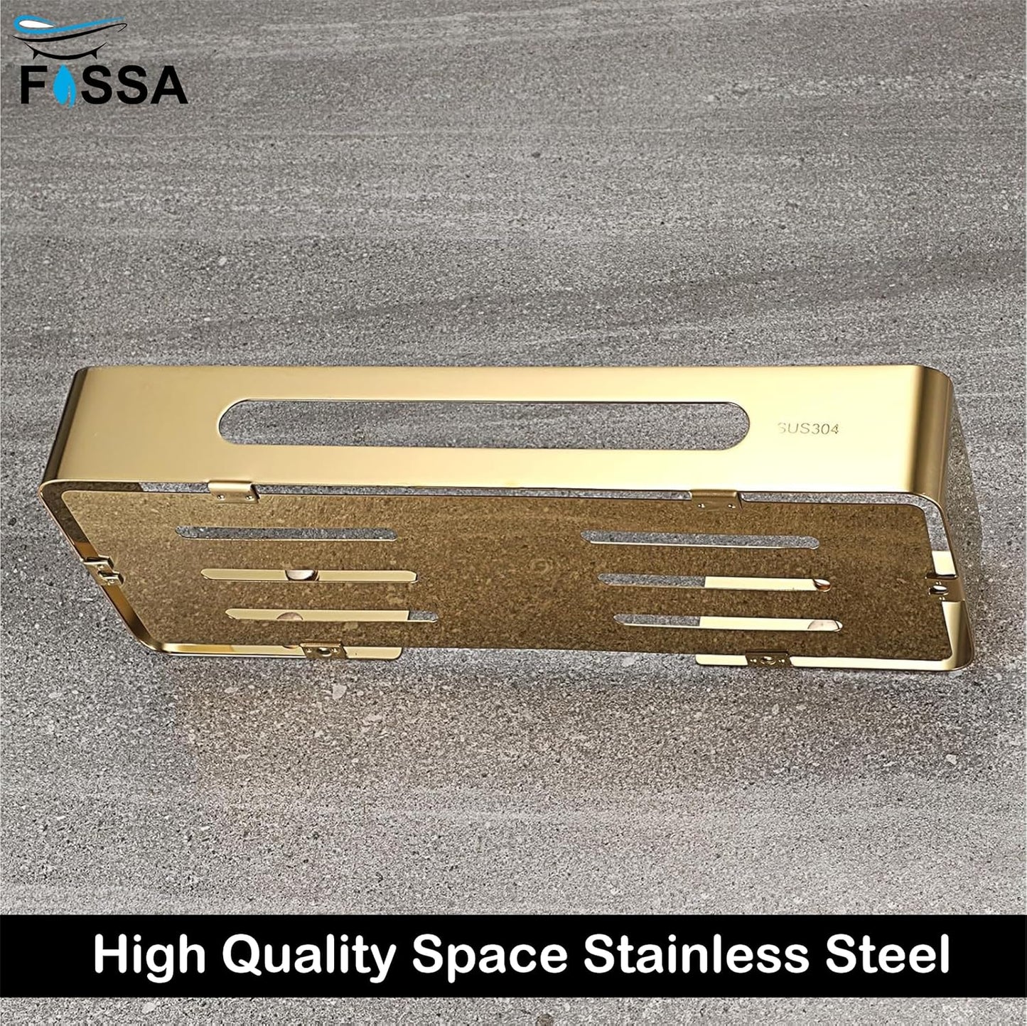 FOSSA Premium Stainless Steel Bathroom Shelf/Kitchen Shelf/Bathroom Shelf and Rack/Wall Storage Shelf/Bathroom Accessories (Gold) 3pc Set-1
