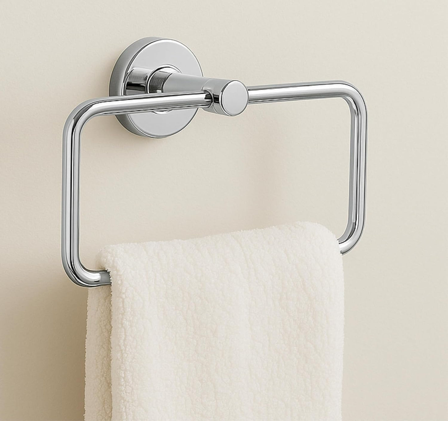 Fossa Stainless Steel Square Towel Ring for Bathroom, Napkin Holder for Wash Basin, Napkin Holder Chrome Finish (Silver)-0