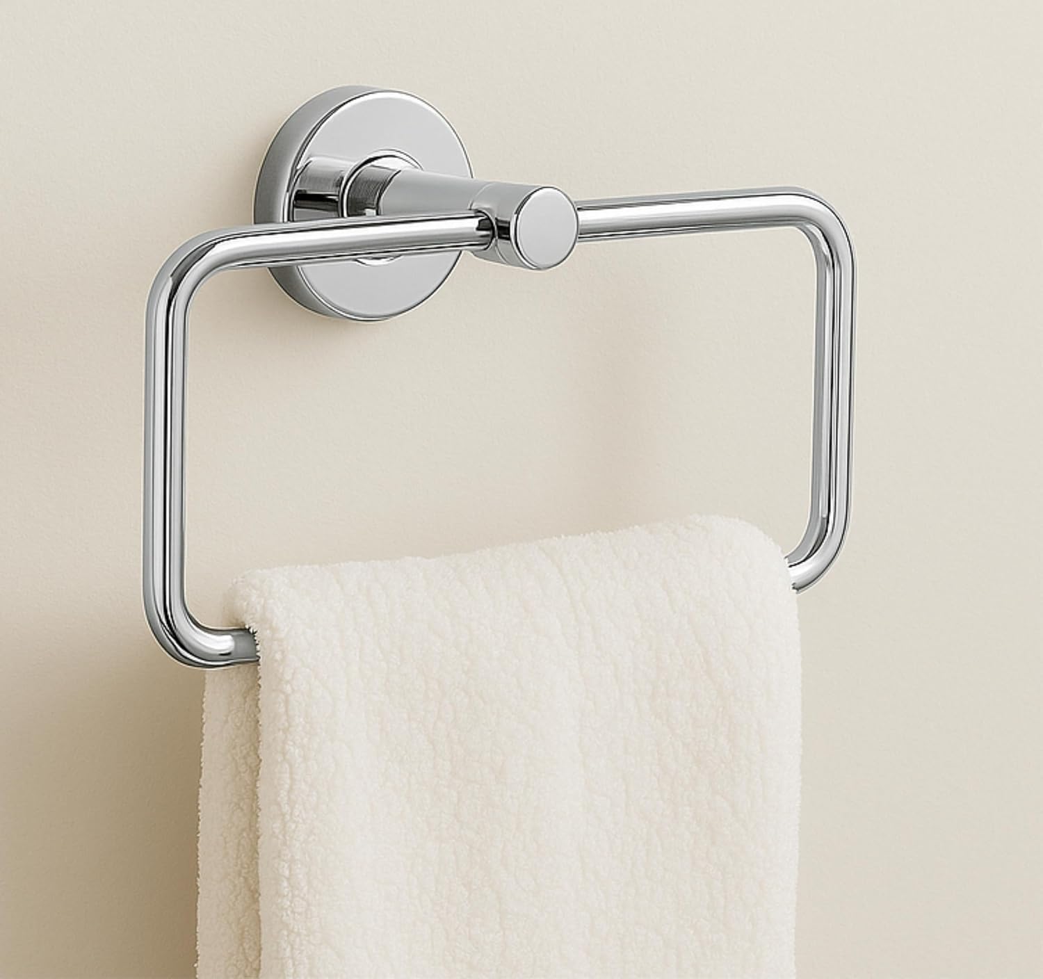 Fossa Stainless Steel Square Towel Ring for Bathroom, Napkin Holder for Wash Basin, Napkin Holder Chrome Finish (Silver)-0