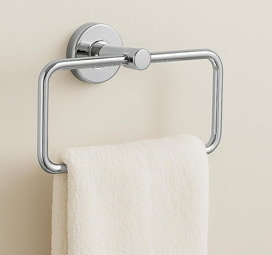Fossa Stainless Steel Square Towel Ring for Bathroom, Napkin Holder for Wash Basin, Napkin Holder Chrome Finish (Silver)-0