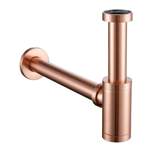 Fossa Steel Bottle Trap for Wash basins | Bottle Trap With Wall Flange and 12 Inches Pipe | Chrome Finish (Stainless Steel) Rose Gold-0