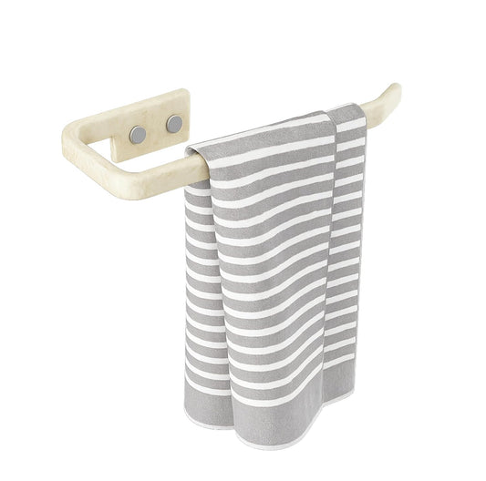 Fossa Classic Unbreakable Wall Mounted Ceramic Napkin Ring & Towel Holder for Bathroom & Kitchen – Space-Saving, Anti-Rust Towel Hanger | Stylish Bathroom Accessory – Ivory (Glossy Finish)-0
