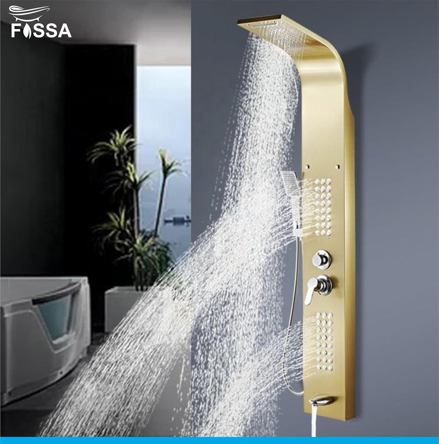 Stainless Steel Shower Panel Full Set, Dual Flow Overhead Waterfall Shower, Hand Shower, Wall Mount Shower Panel For Bathrooms-4